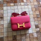 Designer Hermes Constance In Rosy Pink Epsom Leather Crossbody Bag CY00017