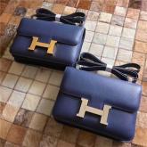 Designer Hermes Constance In Navy Blue Epsom Leather Crossbody Bag CY00048