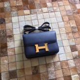 Designer Hermes Constance In Navy Blue Epsom Leather Crossbody Bag CY00048