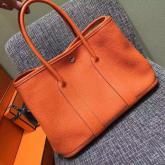 Hermes Garden Party Tote Bag With Orange Togo Leather CY00070