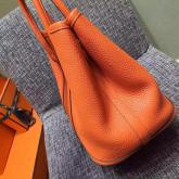 Hermes Garden Party Tote Bag With Orange Togo Leather CY00070