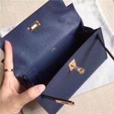 Hermes Kelly Pochette Clutch Bag In Dark Blue Epsom Leather CY00108