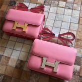 Designer Hermes Constance In Sakura Pink Epsom Leather Crossbody Bag CY00150