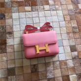 Designer Hermes Constance In Sakura Pink Epsom Leather Crossbody Bag CY00150