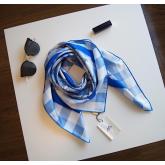 Designer Hermes Mors Et Gourmettes Vichy Scarf 90 Bleu/bleu Jean/blanc CY00162