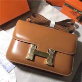 Designer Hermes Constance In Brown Box Leather Crossbody Bag CY00352