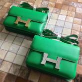 Designer Hermes Constance In Green Epsom Leather Crossbody Bag CY00379