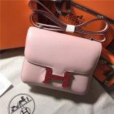 Designer RARE! Hermes Constance In Sakura Pink Swift Leather With Lizard Palladium Hardware Bag CY00504