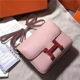 Designer RARE! Hermes Constance In Sakura Pink Swift Leather With Lizard Palladium Hardware Bag CY00504