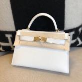 Hermes Epsom Mini Kelly Sellier II 20 White CY00505