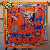 Hermes Ronds De Marche Scarf 90 Orange Replica CY00531