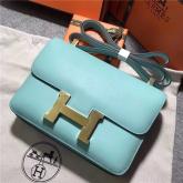 Replica Hermes Constance In Light Blue Swift Leather Crossbody Bag CY00532