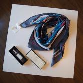 Designer Hermes Ronds De Marche Scarf 90 Bleu CY00547