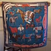 Designer Hermes Ronds De Marche Scarf 90 Bleu CY00547