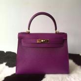 Hermes Kelly 28 32 Epsom Purple Bag CY00637