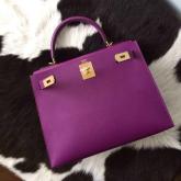 Hermes Kelly 28 32 Epsom Purple Bag CY00637