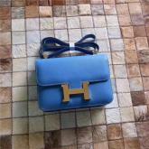 Replica Hermes Constance In Medium Blue Epsom Leather Crossbody Bag CY00687