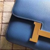 Replica Hermes Constance In Medium Blue Epsom Leather Crossbody Bag CY00687