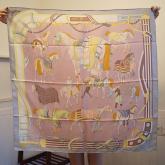 Hermes Ronds De Marche Scarf 90 Rose CY00775