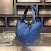 Replica Hermes Picotin Lock Bag Blue Clemence Leather CY00844