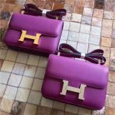 Hermes Constance In Purple Epsom Leather Crossbody Bag CY00950