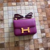 Hermes Constance In Purple Epsom Leather Crossbody Bag CY00950