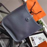 Designer Hermes Evelyne Bag In Linen Blue Clemence Leather CY01024