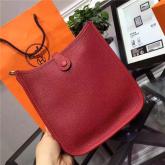 Designer Hermes Evelyne Bag In Claret Red Clemence Leather CY01094