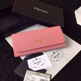 Prada 1M1132 Saffiano Leather Long Fold Wallet - Pink CY00043