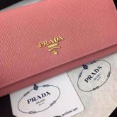 Prada 1M1132 Saffiano Leather Long Fold Wallet - Pink CY00043