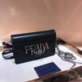 Prada Two-tone Leather Shoulder Bag 1BD101 Black CY00050