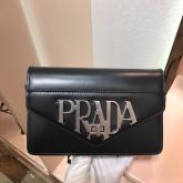 Prada Two-tone Leather Shoulder Bag 1BD101 Black CY00050