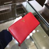 Prada 1M0506 Saffiano Leather Zip Around Wallet Red CY00100