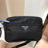 Prada Black Nylon Shoulder Bag 1BC167 With Blue CY00136