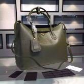 Prada BN2756 BN2775 Saffiano Cuir Military Green Leather Tote CY00233