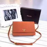 Prada Orange Saffiano Leather Wallet With Strap Clutch Bag 1M1361 CY00326