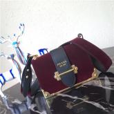 Prada Cahier Leather Velvet Bag 1bd045 In Wine Red CY00332