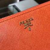 Prada 1M0506 Saffiano Leather Zip Around Wallet Orange CY00341