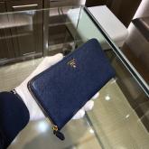 Prada 1M0506 Saffiano Leather Zip Around Wallet Navy Blue Replica CY00343