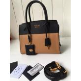 Prada Esplanade Saffiano & Leather Bag - Black & Khaki Replica CY00355