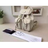 Prada BZ6677 Junior Signature Vela Leather Backpack White CY00362