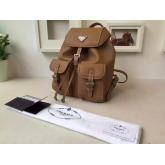 Designer Prada BZ6677 Junior Signature Vela Leather Backpack Brown CY00364