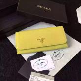 Replica Prada 1M1132 Saffiano Leather Long Fold Wallet - Yellow CY00366