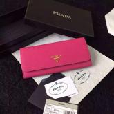 Prada 1M1132 Saffiano Leather Long Fold Wallet - Rosy Pink Replica CY00414