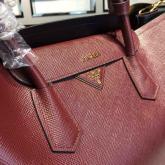 Designer Prada BN2756 BN2775 Saffiano Cuir Burgundy Leather Tote CY00421