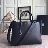 Prada Bibliotheque Saffiano Leather Bag 1BA153 Black CY00492