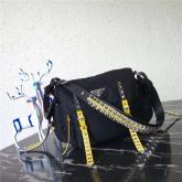 Prada Black Nylon Shoulder Bag 1BD118 Yellow CY00507