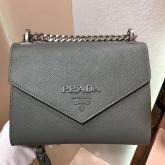 Prada Monochrome Saffiano Leather Bag 1BD127 Grey CY00595