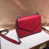 Designer Prada Monochrome Saffiano Leather Bag 1BD127 Red CY00630