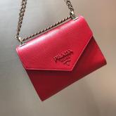 Designer Prada Monochrome Saffiano Leather Bag 1BD127 Red CY00630